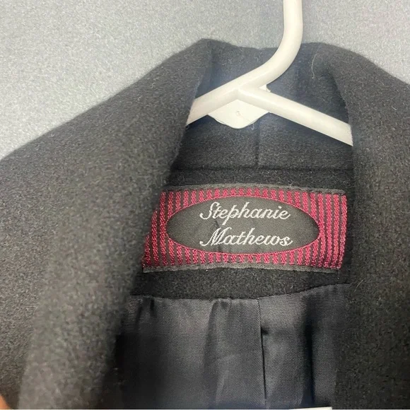 Women’s Vintage Black Wool Pea Coat Size 4 Warm Winter Preppy Quiet Luxury - Picture 6 of 10